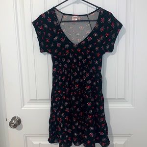 Short black floral dress